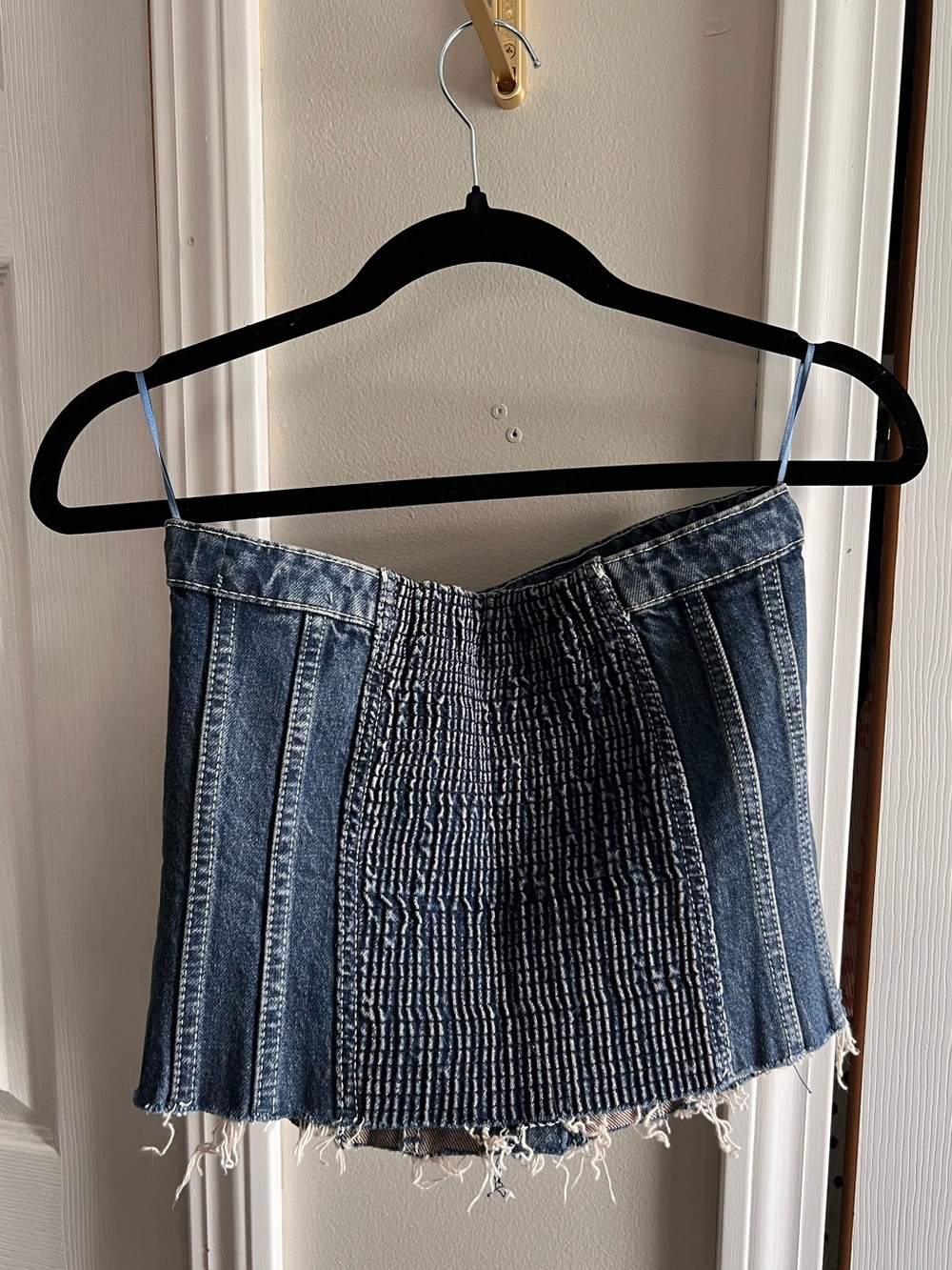 NEW Zara Strapless Blue Denim Tube Corset Top Size Medium - Picture 2 of 4